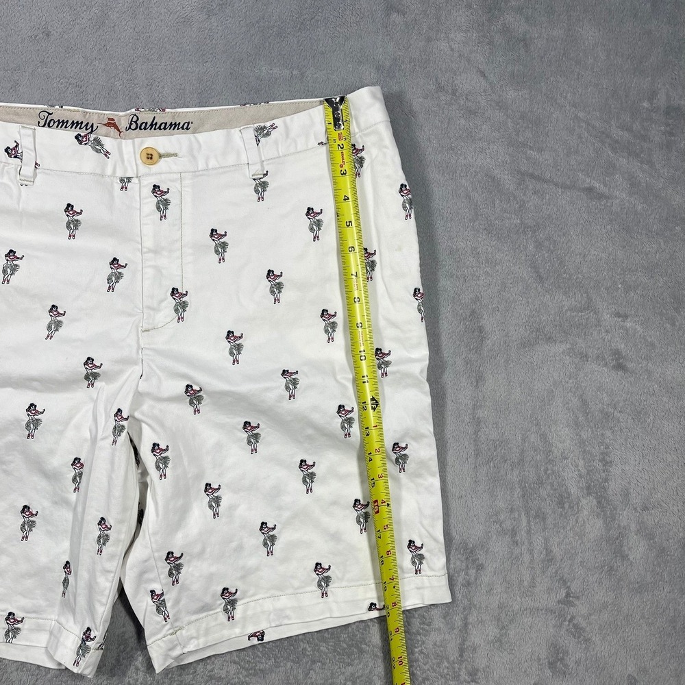 Tommy Bahama Chino Shorts Mens 40 White Hula Girl‎ Embroidered Stretch READ - Picture 2 of 7